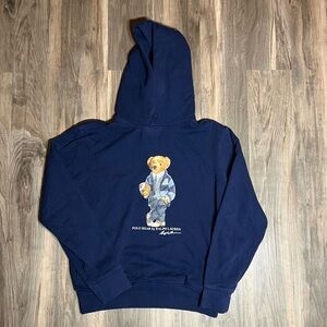 💥SOLD💥Polo Ralph Lauren Polo Bear Football Hoodie Men’s Size Small Navy Blue